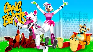 Foxy and Glamrock Freddy's BIG FIGHT In Gang Beasts with Glamrock Chica And Funtime Foxy