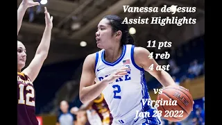Vanessa de Jesus Assist Highlights  Duke Won 11 pts 4 reb 4 ast vs Virginia Jan 23 2022