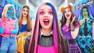 ¡Pobre Chica Entró en Escuela de Monster High! ¡Estoy Fingiendo ser Rico Para ser Popular!