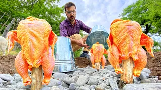 WHOLE CHICKEN GRILLED UNDER BUCKET RECIPE | THE EASIEST WAY TO COOK CHICKEN IN NATURE