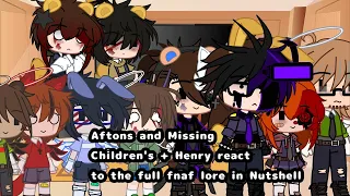 Aftons and Missing Children's + Henry react  to the Entire fnaf lore In Nutshell [] Part 1 []