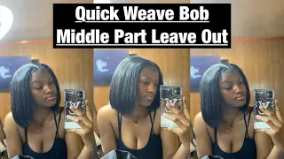 How To: Quick Weave Middle Part Peek-a-Boo Bob!