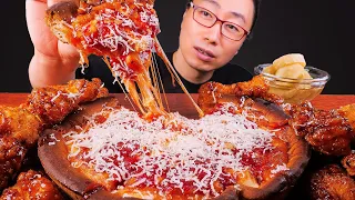 MUKBANG ASMR ◆ Chicago Pizza🍕 & Soy Sauce Chicken 【SUB】 Korean MUKBANG ASMR EATING SHOW