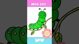 Very Easy Cute Caterpillar Drawing #shorts #easydrawing #drawingvideos #caterpillar