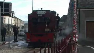 Welsh Highland Railway, first passenger service returns to Caernarfon, 30th Oct 2010.