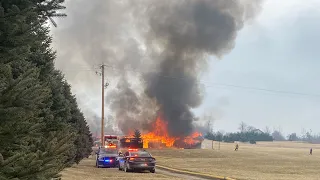 4K drone, Structure fire, Lapeer County, Dryden TWP March 15, 2022