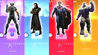 DC Marvel Tiles Hop, Wolverine vs Loki vs SuperMan vs Thanos