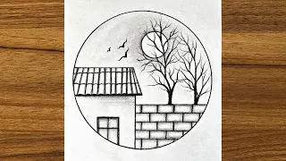 Easy circle scenery drawing || Circle drawing for beginners || Easy drawing ideas for beginners