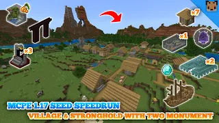 Minecraft pe 1.17 seed speedrun - Village & stronghold / portal with fortress / two monument & other