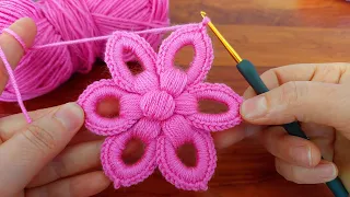 Wow!!💯 Wonderful 4K💯 you will love it! I made a very easy crochet flower for you #crochet #knitting