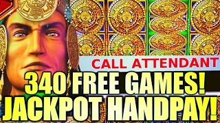 ★JACKPOT HANDPAY!★ 340 FREE GAMES TRIGGERED!! MAYAN CHIEF BOOSTED GREAT STACKS Slot Machine (KONAMI)