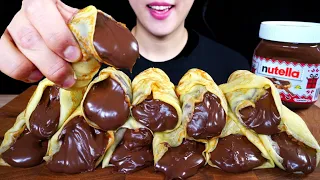 ASMR MUKBANG | CHOCOLATE DESSERTS *NUTELLA CHOCOLATE CREPE ROLLS & BANANA CREPE EATING SOUNDS ASMR