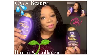 💜OGX Beauty Biotin & Collagen Shampoo and Conditioner💜 | Natural Hair Care | Shrinkage is REAL 🌱
