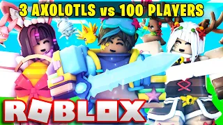 3 AXOLOTLS vs 100 PLAYERS... (Roblox Bedwars)