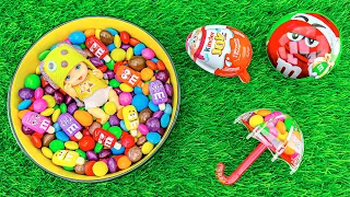 Satisfying ASMR l Full of Candy Mixing & Rainbow Slime Balls M&M's in Skittles Pool Cutting Video