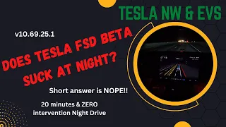 Does Tesla FSD beta Suck at Night? Short answer is NOPE! 20 minute, Zero Intervention Night Drive.