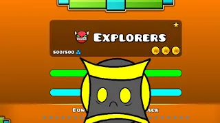 Explorers by: MathisCreator and SwitchStepGDYT [ALL COINS] (medium demon ⭐10) - Geometry Dash 2.2