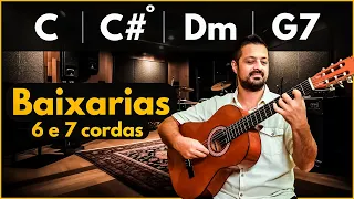 Frases e Baixarias: Sequência de Acordes (C - C#dim - Dm - G7) para Violão 6 e 7 cordas | LIVE ##8