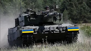 TERRIFYING! when a Ukrainian LEOPARD 2A6 destroys a Russian T-90SM Tank on the border