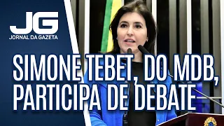 Simone Tebet, do MDB, participa do terceiro debate promovido pela Fiesp