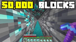 I Mined 50,000 Blocks in a Straight Line in Minecraft Hardcore | Hindi