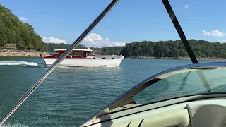 1953 Chris Craft 39 foot sedan cruiser under way on Lake Cumberland.