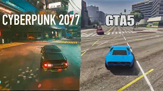 Cyberpunk2077 Car Physics VS GTA 5 Car Physics (4K)