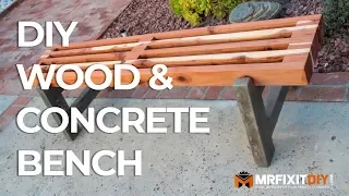 DIY Wood & Concrete Bench | How to Build | Free Plans