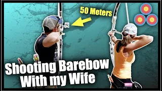 Shooting Barebow Archery at 50 Meters with my Wife