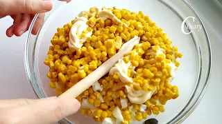 Salad with crab sticks and corn