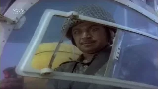Army man Dr.Rajkumar in Helicaptor attacks on Rowdies | Action Scenes from Parashuram Kannada Movie