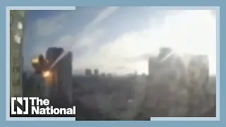 Watch: Dramatic moment Russian missile hits residential building in Kiev