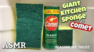 ASMR ⭐️ Giant Kitchen Sponge vs Comet with Bleach Powder | Will it survive in paste❓Sponge Squeezing