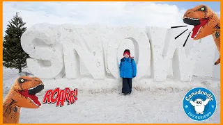 We Found a DINOSAUR in the Worlds Largest Snow Maze! Pretend Play with Canadoodle Toy Reviews