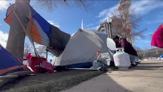 Encampment near Elitch Gardens still up after storm, set to close at the end of month