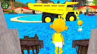 Upin & ipin pindah rumah Baru saat banjir, Naik Mobil Truk pasir 😍 Dunia Oyya