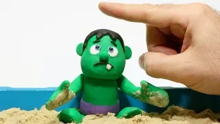 DibusYmas Superhero in the sand Play Doh Stop motion cartoons for kids
