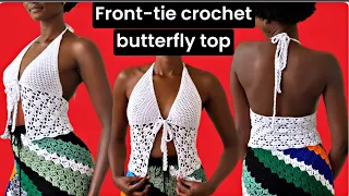 Butterfly crochet coquette top