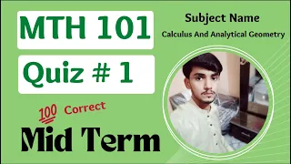 MTH101 Midterm Quiz No 1 | MTH101 Calculus And Analytical Geometry | MTH101 Quiz spring 2022
