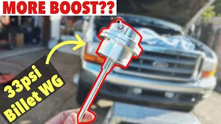 2001 F350 7.3 Powerstroke - 33psi Billet Wastegate Upgrade - Install, Review, Stock WG Compare SP