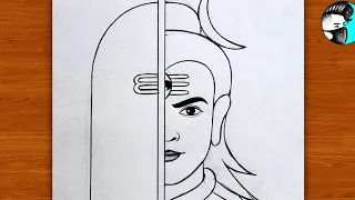 How to draw Shiva ling And Half Shiv face  / Easy Shiv ji drawing / Mahadev drawing / lavi arts