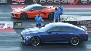 New Corvette C8 vs V8 Mercedes GT - drag race #mercedesamg #corvette #corvettec8