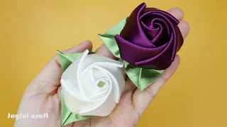 Beautiful satin ribbon rose flower craft. 💖 리본으로 아름다운 장미꽃 만들어 보세요.