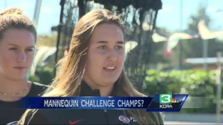 Water polo holds their breath in mannequin challenge video