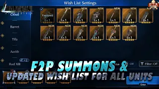 [FF7 Ever Crisis] - Updated Wish list Priority for all units & F2P summons!