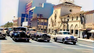 [4k,60fps] -1950s- Wilshire Blvd, Los Angeles, California Street View in Color & Added Sound