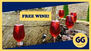 There is a fountain that flows free red wine 24 hours a day 7 days a week!