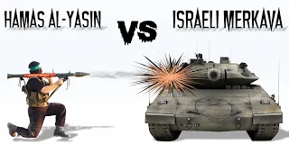 Hamas Anti-Tank AL-Yasin vs Israeli Merkava Tank