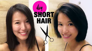 HOW TO cut your own Hair Short at Home || Women's DIY HAIRCUT Short Bob (actual chin length short)