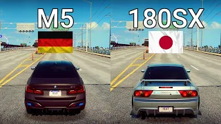 NFS Heat: BMW M5 vs Nissan 180SX - Drag Race